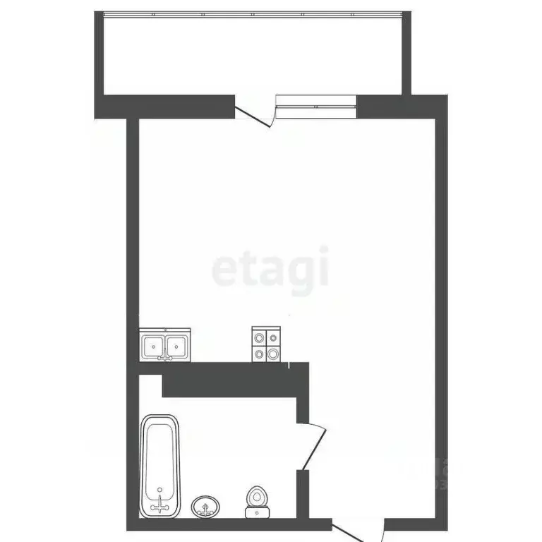 Студия Тюменская область, Тюмень ул. Тимофея Чаркова, 28 (21.0 м) - Фото 2
