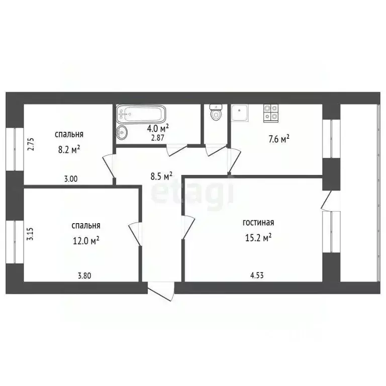 3-к кв. Кемеровская область, Кемерово ул. Веры Волошиной, 29 (58.0 м) - Фото 1