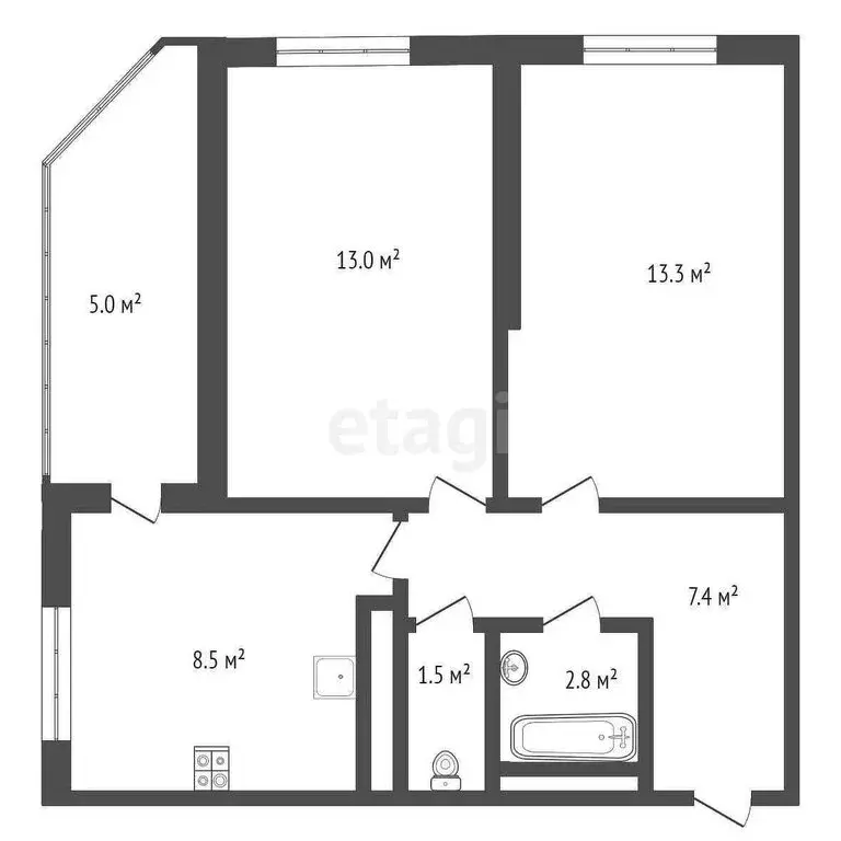 2-комнатная квартира: Анапа, Крестьянская улица, 27к3 (53 м) - Фото 1