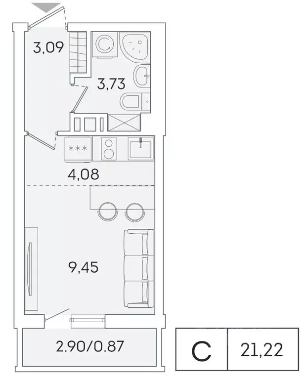Студия Ленинградская область, Мурино Всеволожский район, ул. ... - Фото 1