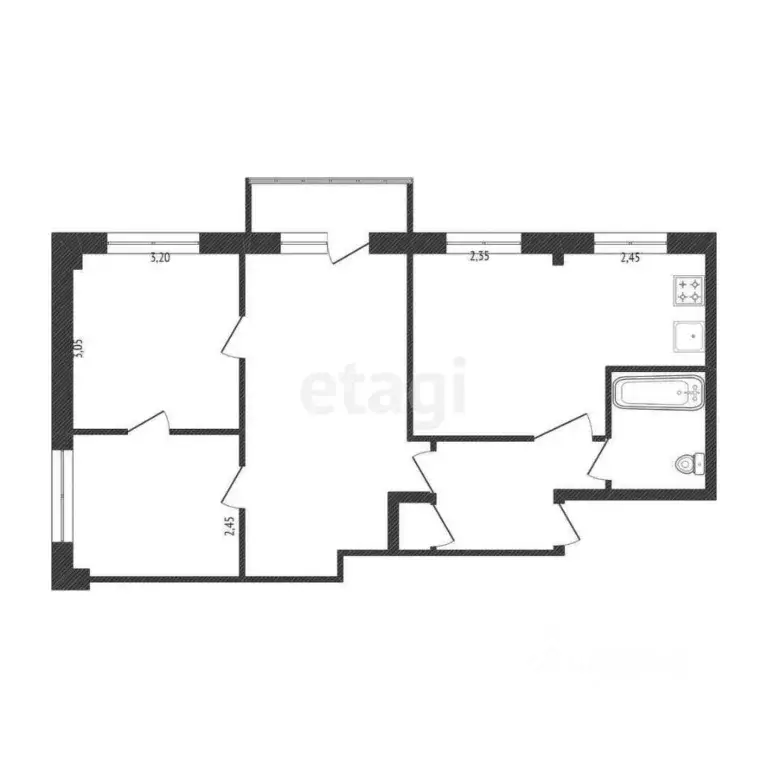 4-к кв. Калужская область, Калуга Московская ул., 182 (58.7 м) - Фото 2