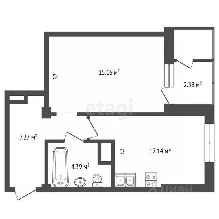 1-к кв. Крым, Симферополь ул. Батурина (41.3 м) - Фото 2