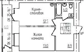 1-комнатная квартира: Благовещенск, Связной переулок, 51 (38.5 м) - Фото 1