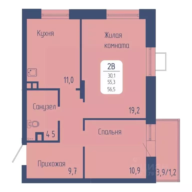 2-к кв. Красноярский край, Красноярск Свободный просп. (56.5 м) - Фото 1