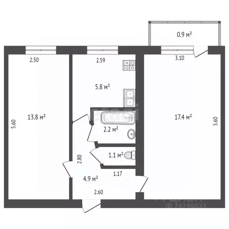 2-к кв. Крым, Армянск ул. Иванищева, 3 (45.3 м) - Фото 1