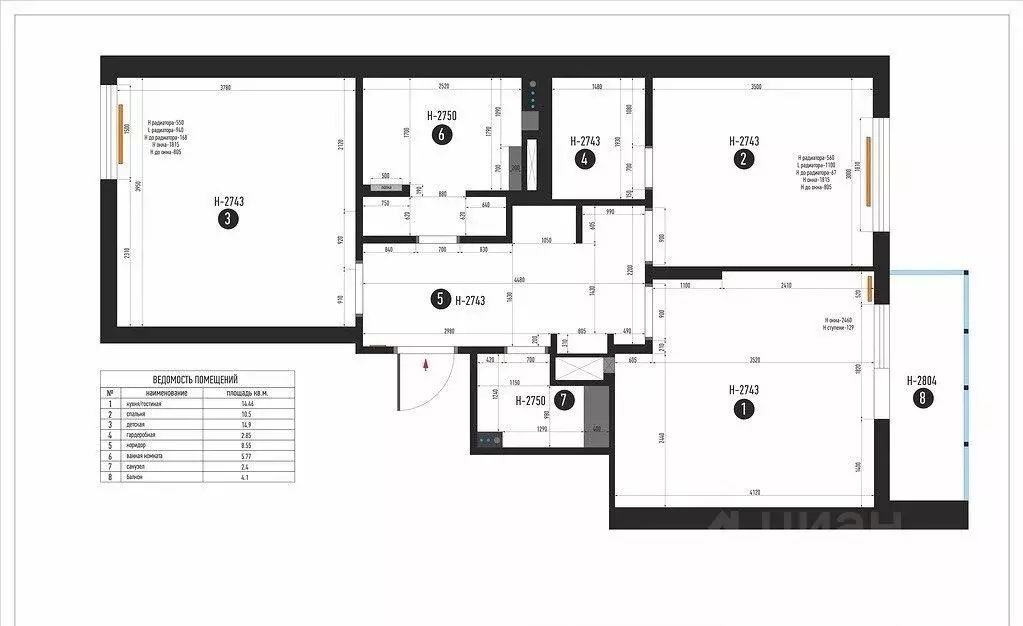 2-к кв. Санкт-Петербург дор. Кушелевская, 6к1 (61.0 м) - Фото 2