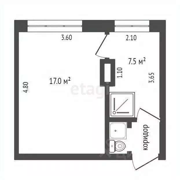 1-к кв. Орловская область, Орел Коллективная ул., 6 (26.7 м) - Фото 1