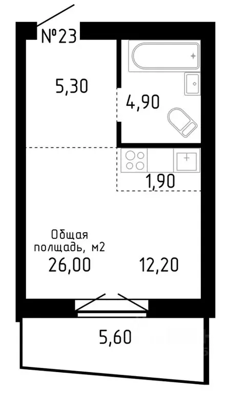 Студия Алтайский край, Барнаул ул. Никитина, 12 (26.0 м) - Фото 0