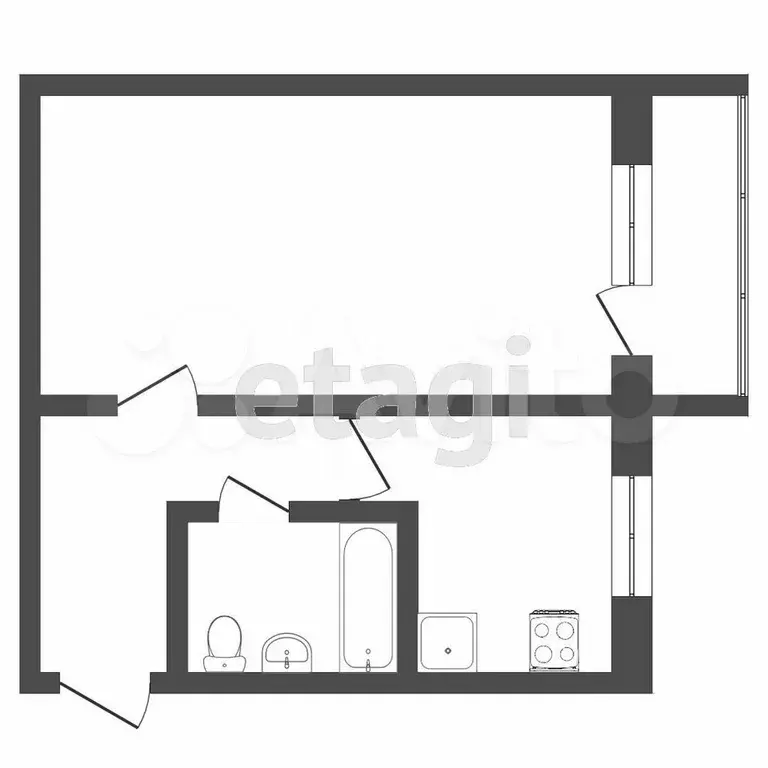 1-к. квартира, 29,4 м, 5/5 эт. - Фото 0