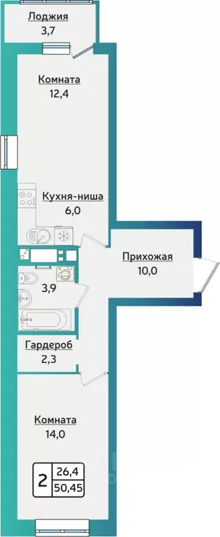 2-к кв. Удмуртия, Ижевск ул. 40 лет Победы, 121 (50.4 м) - Фото 0