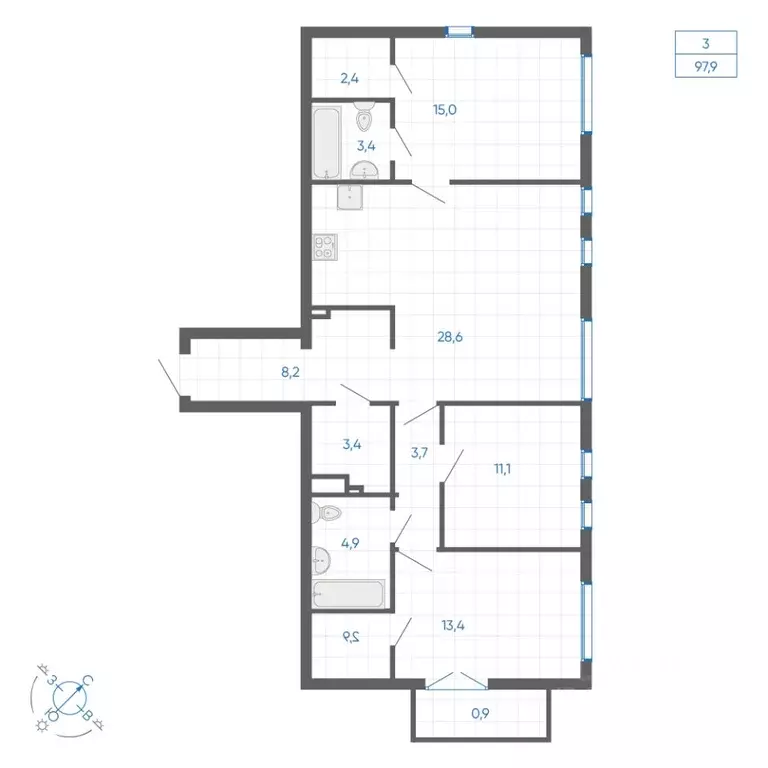3-к кв. Свердловская область, Екатеринбург ул. Вильгельма де Геннина, ... - Фото 1