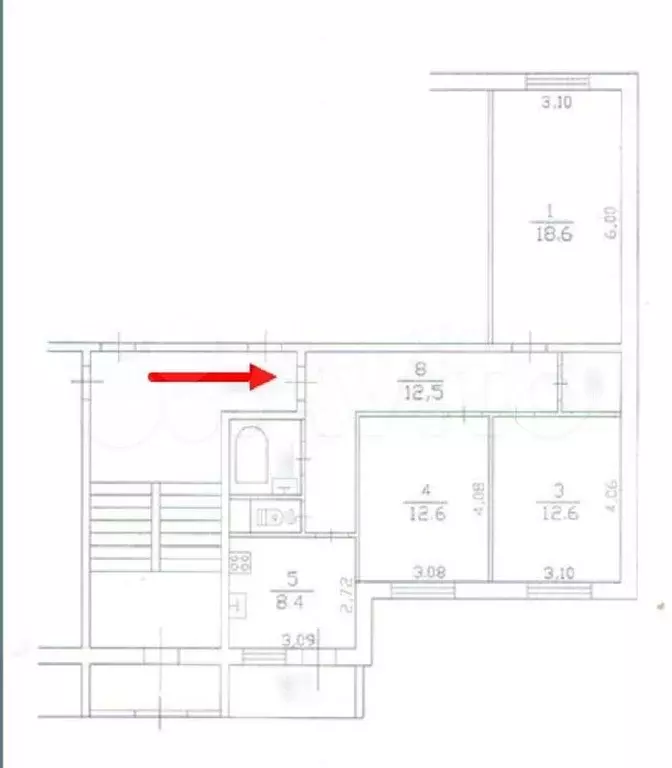 3-к. квартира, 70,8 м, 1/4 эт. - Фото 0