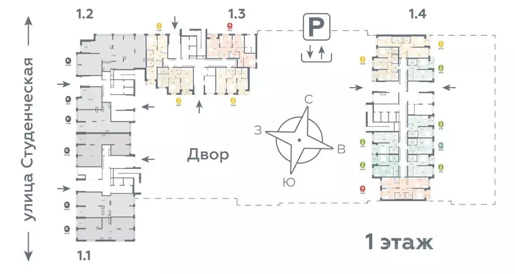 3-к кв. Свердловская область, Екатеринбург ул. Студенческая, 1Д (67.9 ... - Фото 1