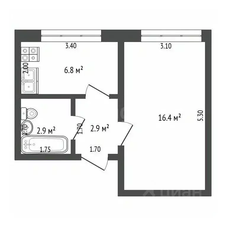 1-к кв. Костромская область, Кострома Южная ул., 8 (29.0 м) - Фото 2