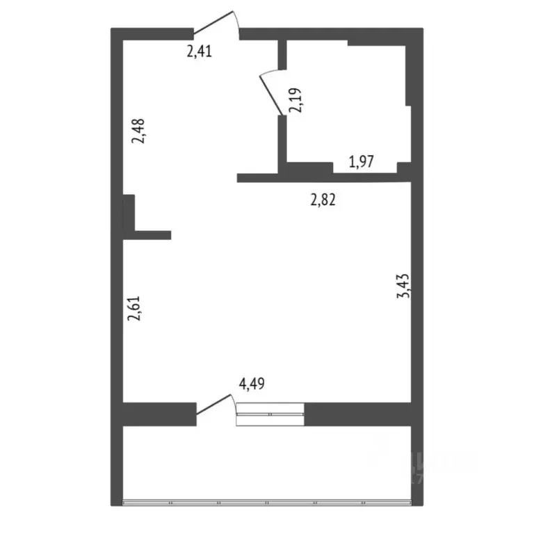 Студия Тюменская область, Тюмень ул. Червишевский Тракт, 45к2 (24.6 м) - Фото 2