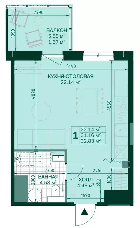 Квартира-студия: Санкт-Петербург, Магнитогорская улица, 5к3 (31.1 м) - Фото 0