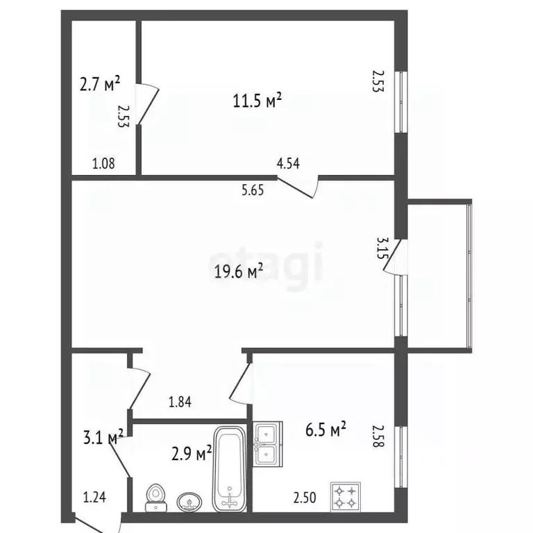 2-к кв. Санкт-Петербург Ключевая ул., 27 (46.3 м) - Фото 2