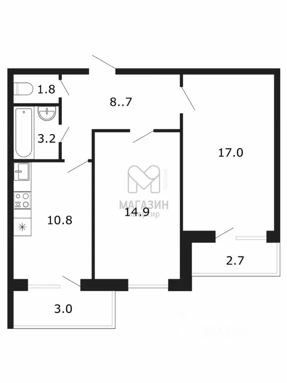 2-к кв. Санкт-Петербург Ленинский просп., 84к2 (56.4 м) - Фото 2
