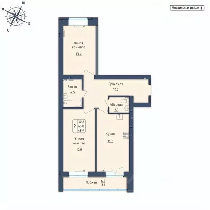 2-к кв. Орловская область, Орел Московское ш., 7Б (68.9 м) - Фото 0