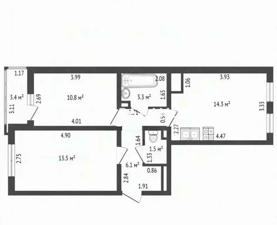 2-к кв. Санкт-Петербург ул. Чарушинская, 24к1 (50.0 м) - Фото 2