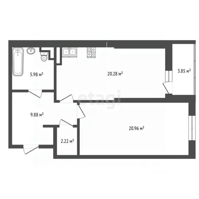 1-к кв. Ростовская область, Ростов-на-Дону Тибетская ул., 1Вс8 (63.7 ... - Фото 2