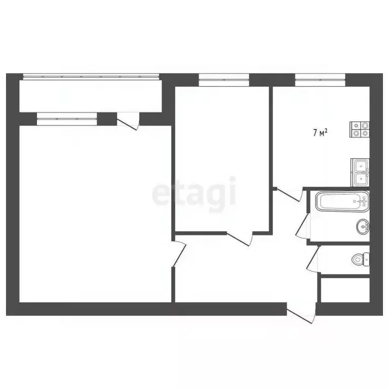 2-к кв. Санкт-Петербург Светлановский просп., 46К1 (45.8 м) - Фото 2