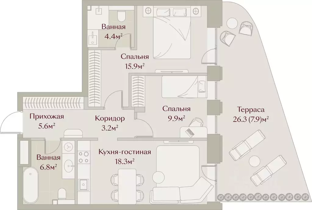 2-к кв. Татарстан, Казань Щербаковский пер., 5 (71.88 м) - Фото 1
