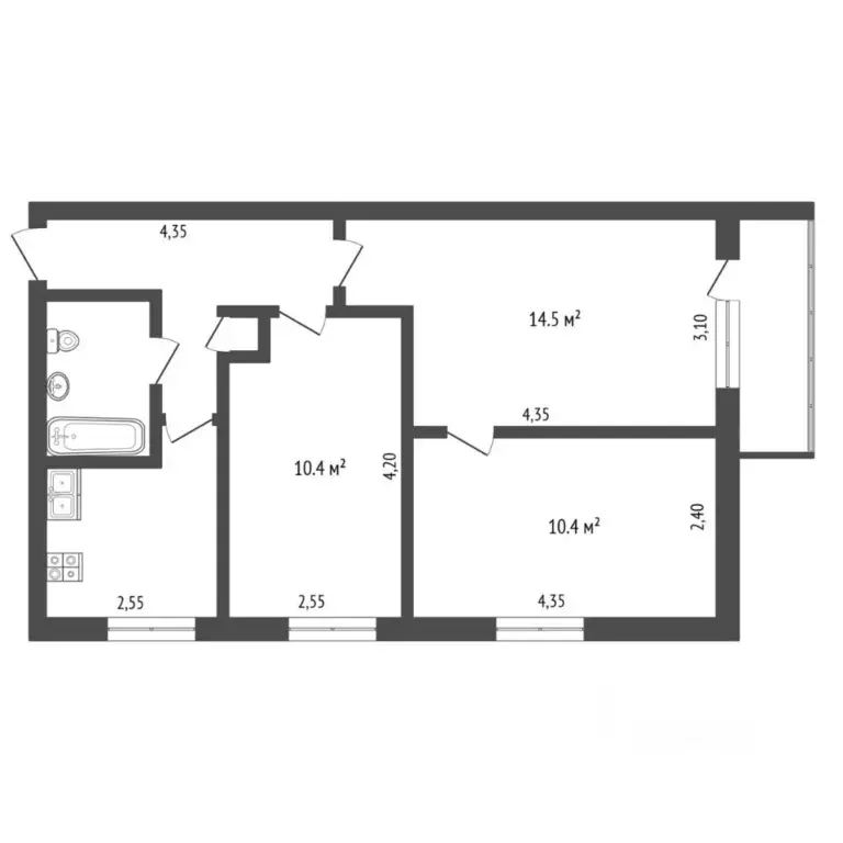 3-к кв. Тюменская область, Тюмень ул. Белинского, 6 (50.8 м) - Фото 1