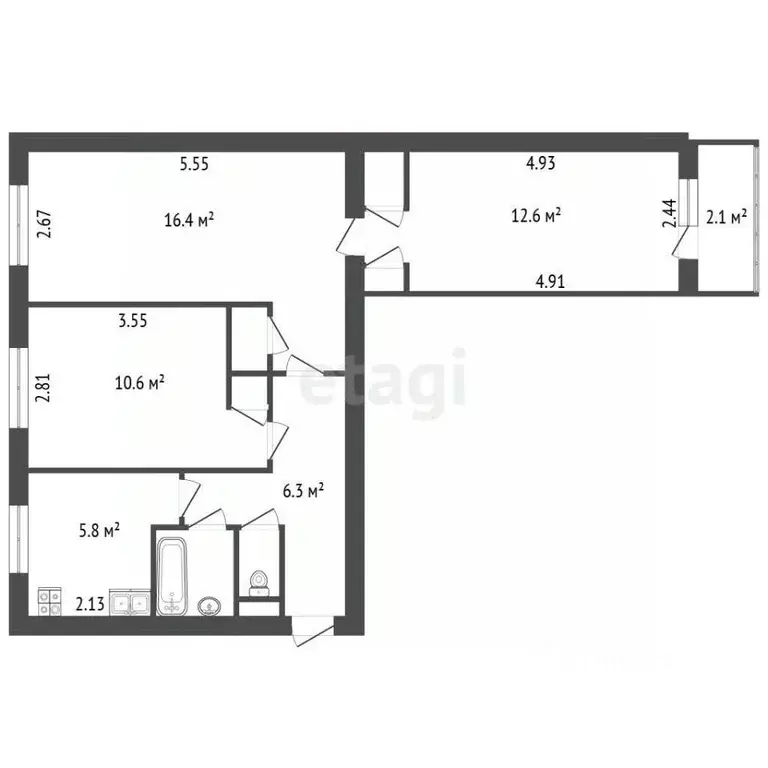 3-к кв. Санкт-Петербург просп. Ветеранов, 141к1 (57.0 м) - Фото 2