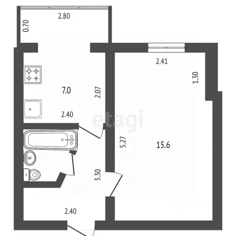 1-к кв. Карачаево-Черкесия, Черкесск просп. Ленина, 71 (27.1 м) - Фото 1