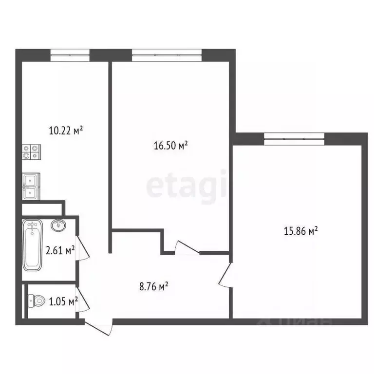 2-к кв. Санкт-Петербург Российский просп., 1Б (54.7 м) - Фото 1