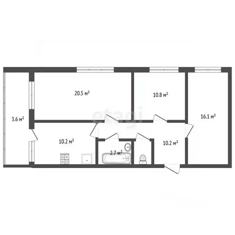 3-к кв. Крым, Бахчисарай ул. Симферопольская, 42А (72.8 м) - Фото 1