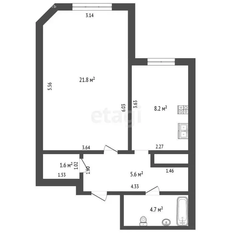 1-комнатная квартира: Калининград, Ростовская улица, 13 (42 м) - Фото 1