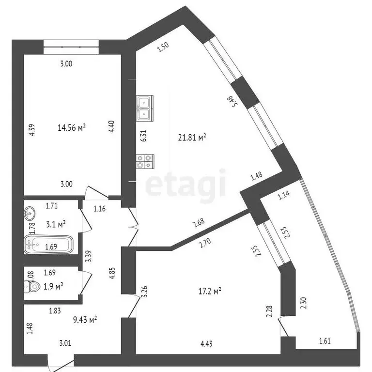2-комнатная квартира: Саранск, Кочкуровская улица, 3 (62 м) - Фото 0