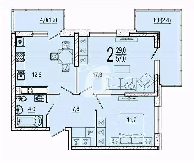 2-к кв. Краснодарский край, Краснодар ул. Конгрессная, 41к1 (57.0 м) - Фото 1