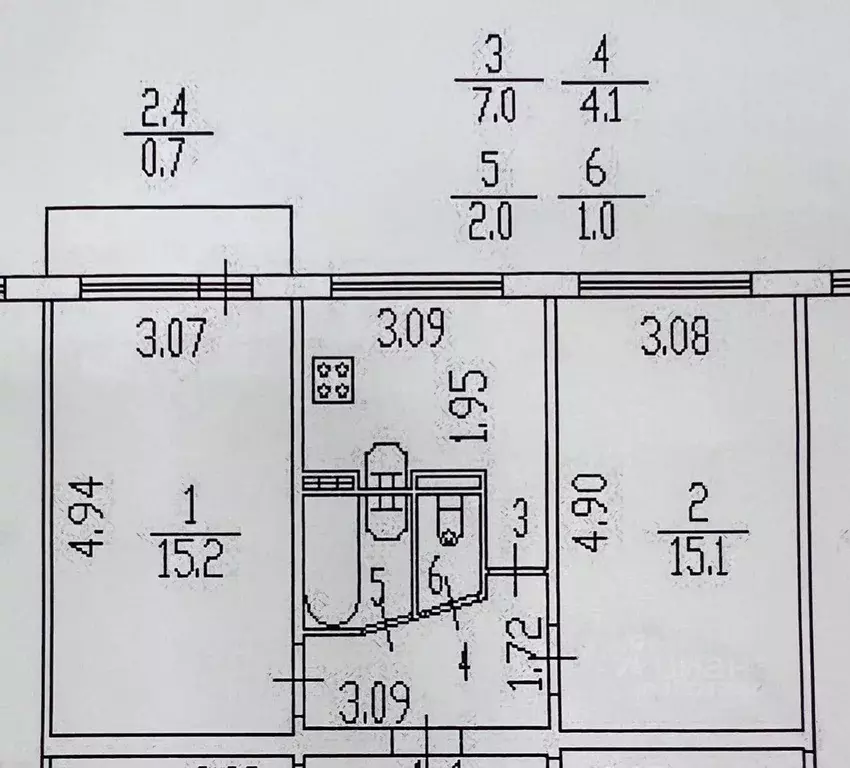 Квартира, 2 комнаты, 44.4 м - Фото 0