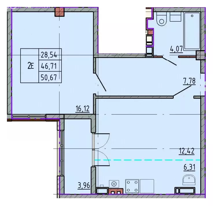 Квартира-студия: Шахты, улица Калинина, 10 (50.59 м) - Фото 0