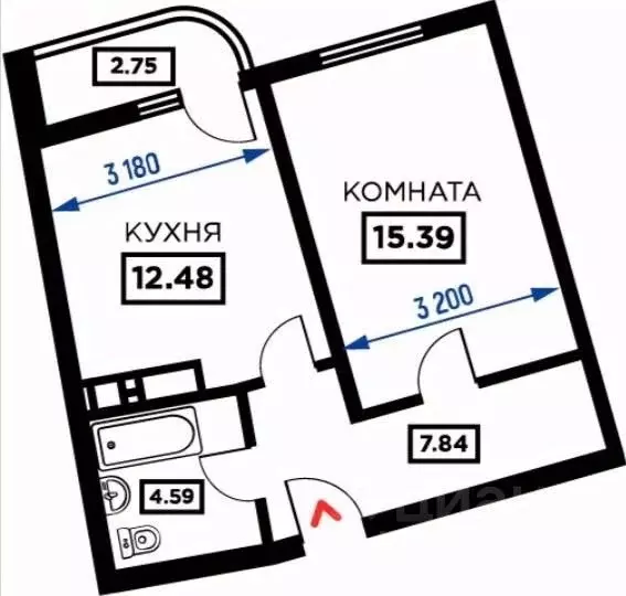 1-к кв. Краснодарский край, Краснодар Воронежская ул., 47/11 (40.3 м) - Фото 0