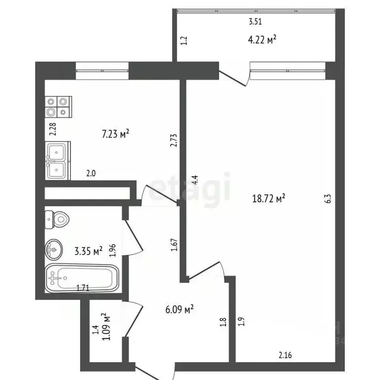 1-к кв. Вологодская область, Череповец ул. Данилова, 21 (37.8 м) - Фото 1