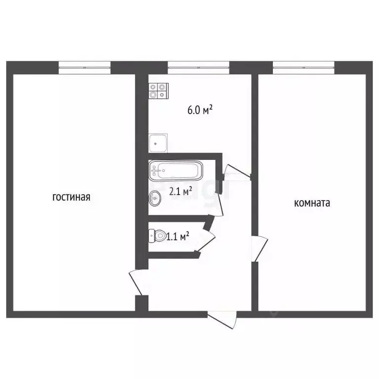 2-к кв. Костромская область, Кострома ул. Яна Кульпе, 4 (45.2 м) - Фото 2