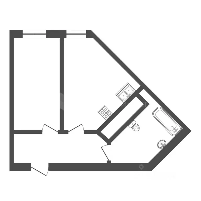 1-к кв. Тюменская область, Тюмень Новгородская ул., 1 (42.0 м) - Фото 1