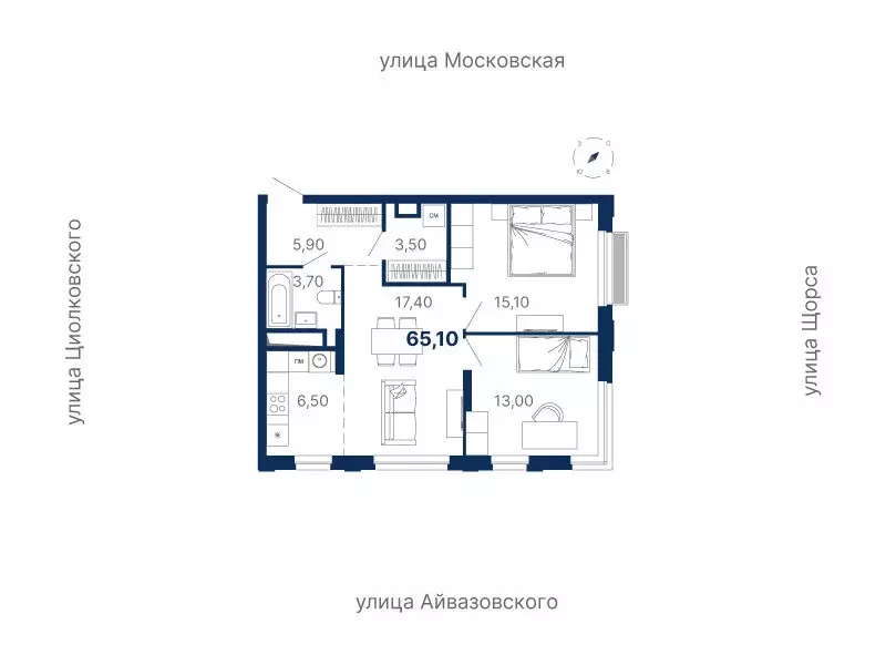 2-комнатная квартира: Екатеринбург, Московская улица, 249/2 (65.1 м) - Фото 0