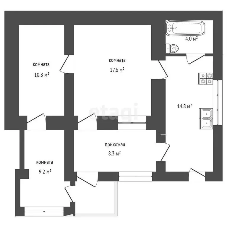 3-комнатная квартира: Ялта, улица Дмитрия Ульянова, 42 (65 м) - Фото 0