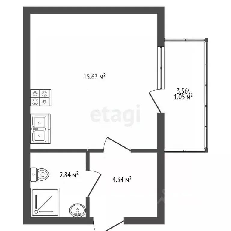 Студия Санкт-Петербург пос. Шушары, Московское ш., 262к1 (23.9 м) - Фото 1