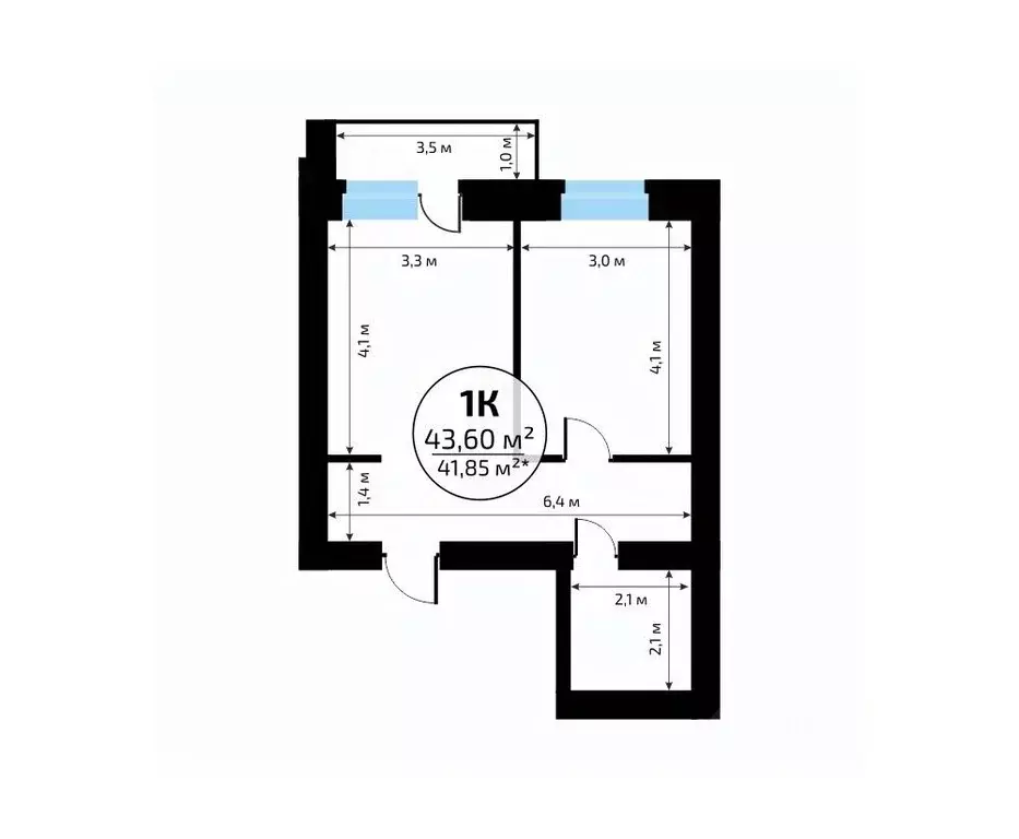 1-к кв. Самарская область, Самара пос. Мехзавод, 1-й кв-л, 50 (43.6 м) - Фото 2