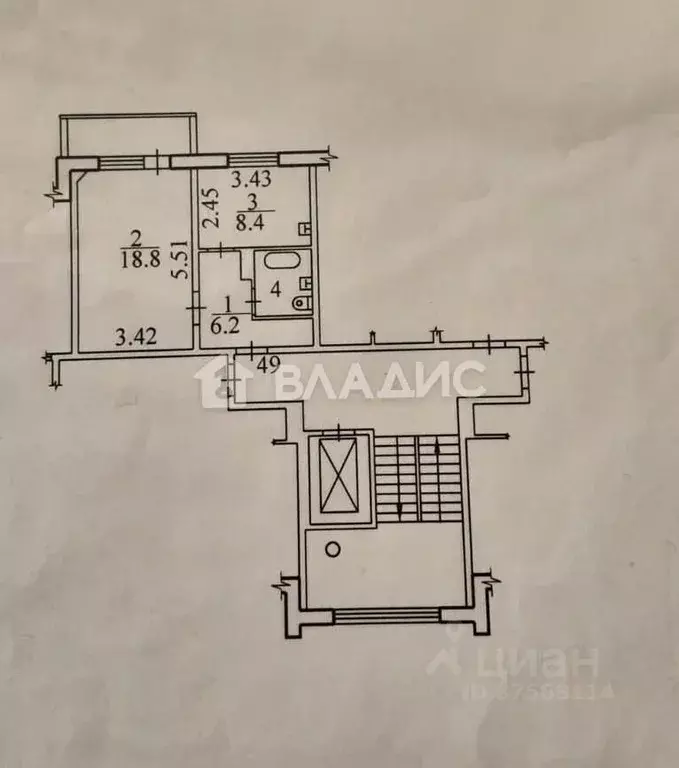 1-к кв. Новосибирская область, Новосибирск ул. Титова, 238/2 (37.0 м) - Фото 1