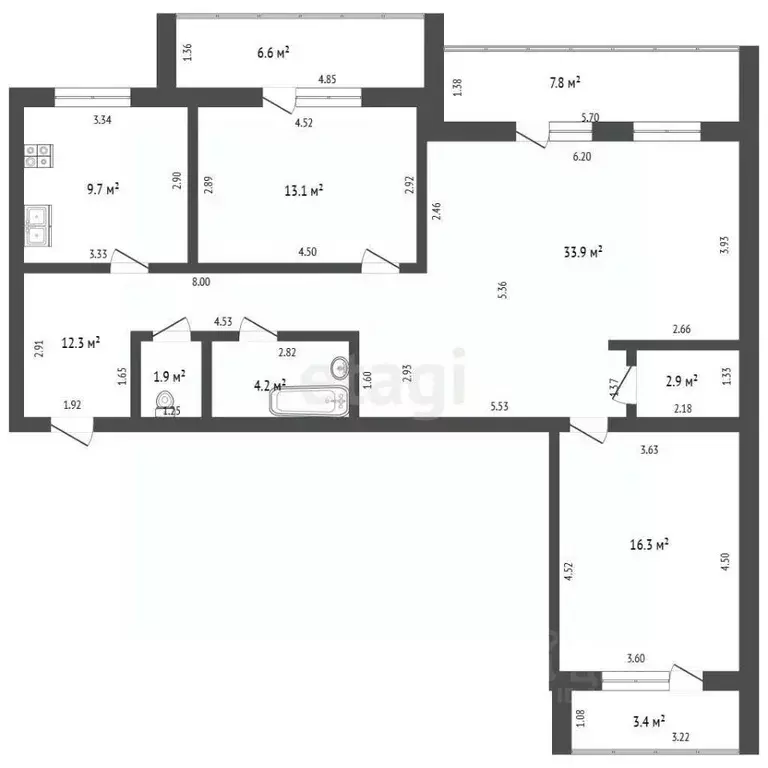 3-к кв. Башкортостан, Стерлитамак Южный мкр, ул. Суханова, 28 (94.3 м) - Фото 2