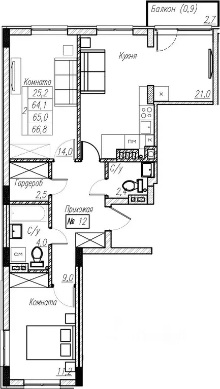 2-к кв. Калининградская область, Пионерский  (65.0 м) - Фото 1
