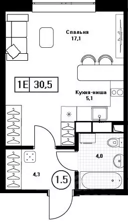 Студия Московская область, Пушкино Пушкино Град жилой комплекс, к2 ... - Фото 1
