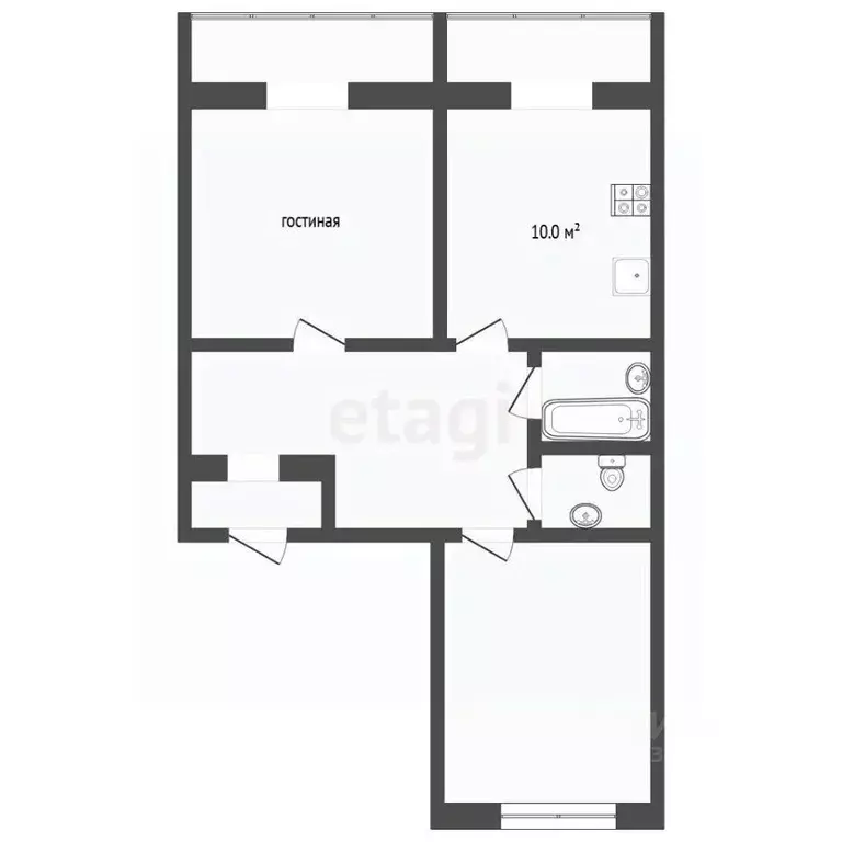 2-к кв. Тюменская область, Тюмень ул. Ватутина, 18 (47.5 м) - Фото 2